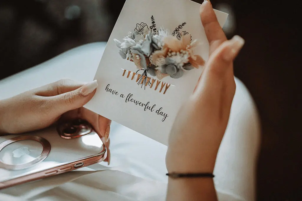 Blumenkarte Have a Flowerful Day Hochzeitsdetail