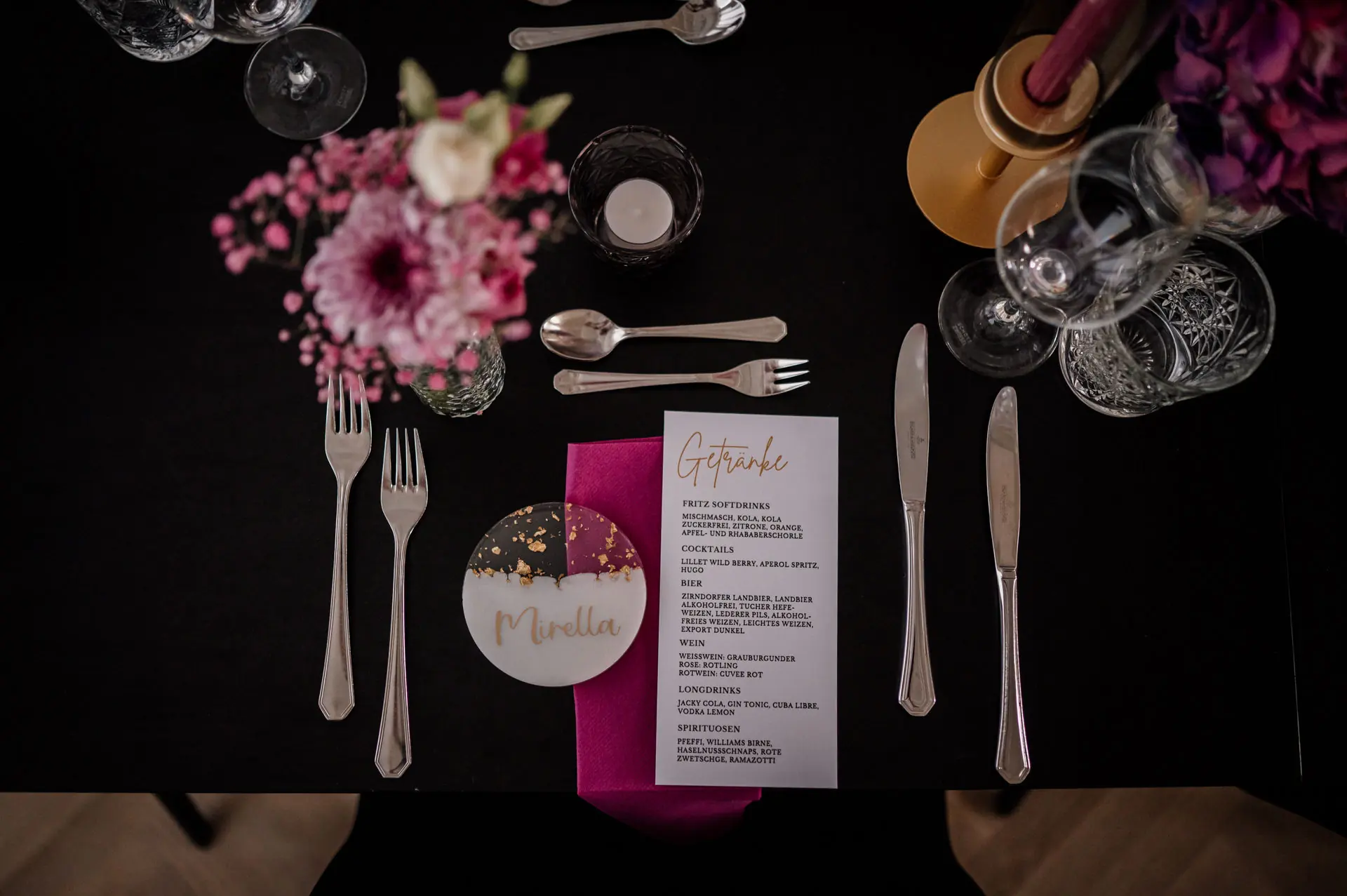 Glasvasen Pink Blumen Tischdekoration