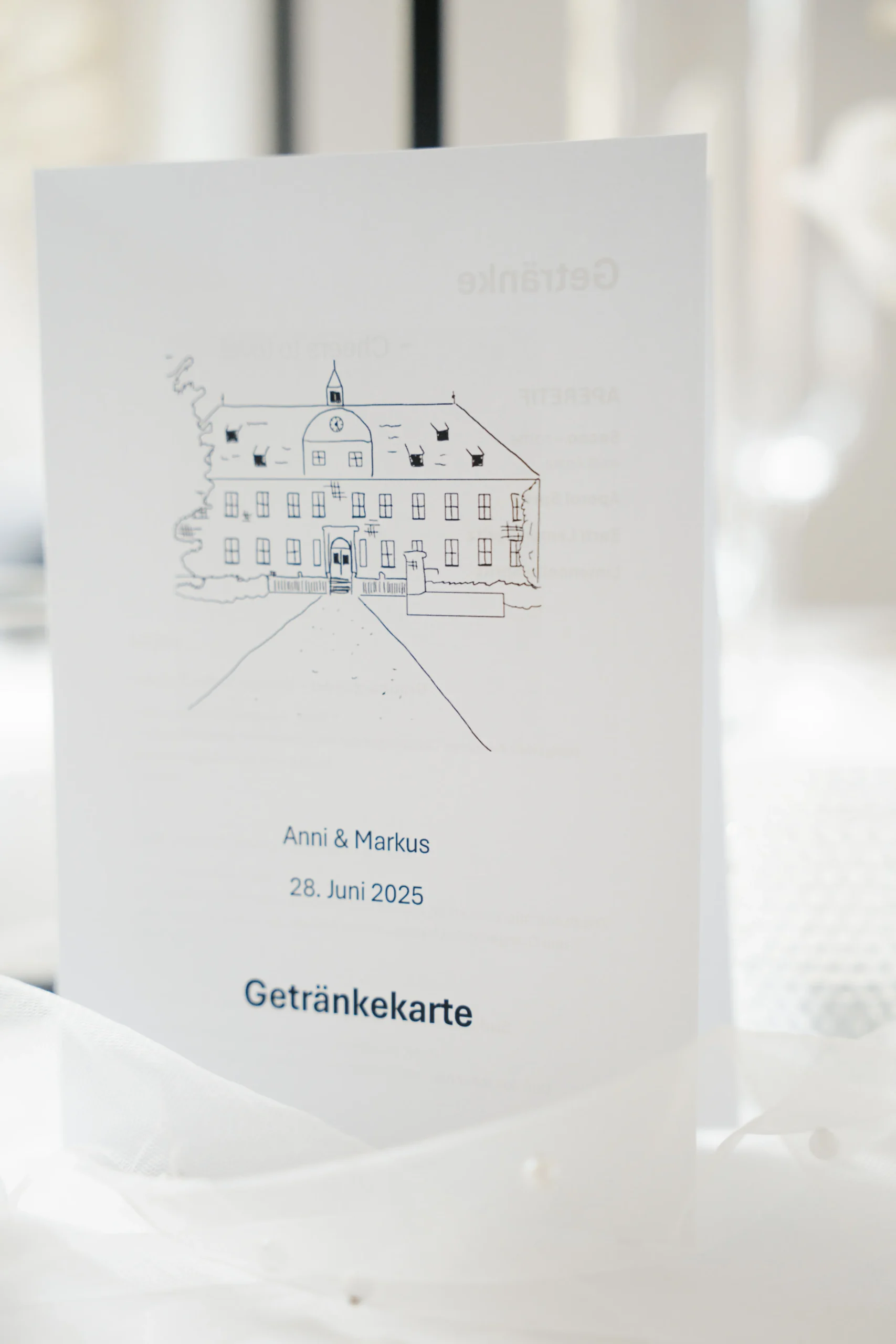 Personalisierte Menükarten Hochzeit auf Schloss Hemhofen