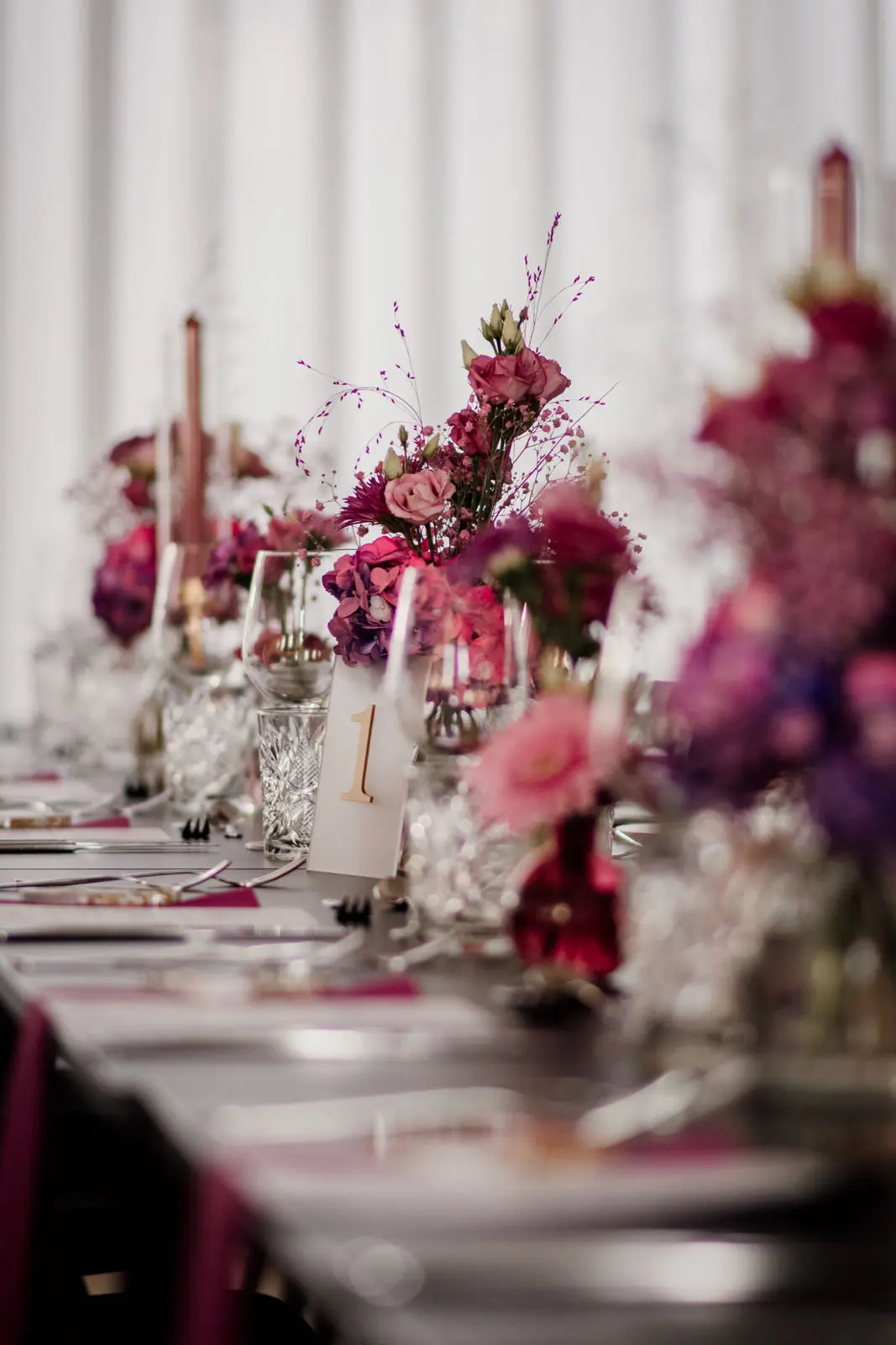 Teelichter Rosa Glasvasen Detail Hochzeitsdeko